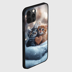 Чехол для iPhone 12 Pro Max Влюбленные котята с сердечком, цвет: 3D-черный — фото 2