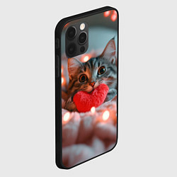 Чехол для iPhone 12 Pro Max Котик с сердечком, цвет: 3D-черный — фото 2