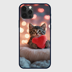 Чехол для iPhone 12 Pro Max Котенок поздравляет с днем святого Валентина, цвет: 3D-черный