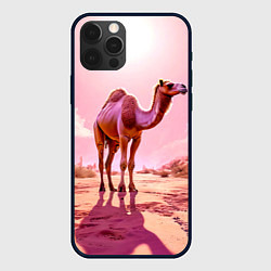 Чехол для iPhone 12 Pro Max Верблюд в розовой пустыне, цвет: 3D-черный