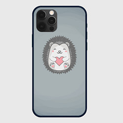 Чехол для iPhone 12 Pro Max Ёжик с сердечком, цвет: 3D-черный