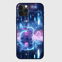 Чехол для iPhone 12 Pro Max Белый зайчик с сердцем, цвет: 3D-черный