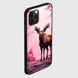 Чехол для iPhone 12 Pro Max Лось в розовом лесу, цвет: 3D-черный — фото 2