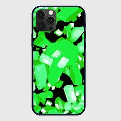 Чехол для iPhone 12 Pro Max Green and white abstraction on a black background, цвет: 3D-черный