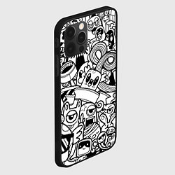 Чехол для iPhone 12 Pro Max Black and white doddle monsters, цвет: 3D-черный — фото 2