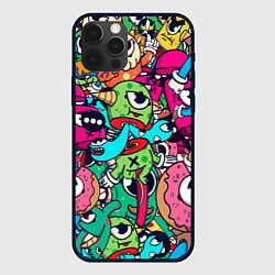 Чехол для iPhone 12 Pro Max Color doodle monsters, цвет: 3D-черный