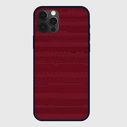 Чехол для iPhone 12 Pro Max Винный красный полосатый, цвет: 3D-черный