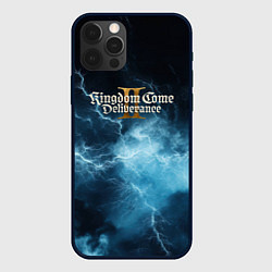 Чехол для iPhone 12 Pro Max Kingdom Come Deliverance 2 синие молнии, цвет: 3D-черный