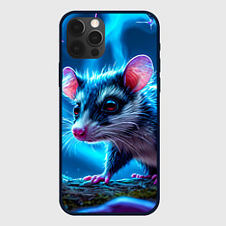 Чехол для iPhone 12 Pro Max Опоссум в синей туманности, цвет: 3D-черный