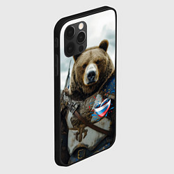 Чехол для iPhone 12 Pro Max Медведь с флагами России, цвет: 3D-черный — фото 2