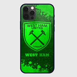 Чехол для iPhone 12 Pro Max West Ham - green gradient, цвет: 3D-черный