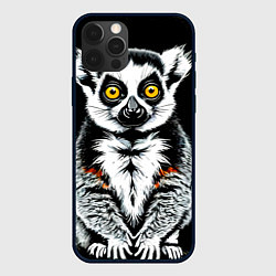 Чехол для iPhone 12 Pro Max Лемур на черном, цвет: 3D-черный
