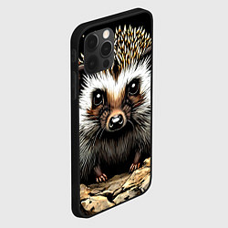 Чехол для iPhone 12 Pro Max Ёжик на черном, цвет: 3D-черный — фото 2