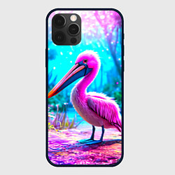 Чехол для iPhone 12 Pro Max Пеликан в сказачном лесу, цвет: 3D-черный