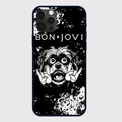 Чехол для iPhone 12 Pro Max Bon Jovi рок пес, цвет: 3D-черный