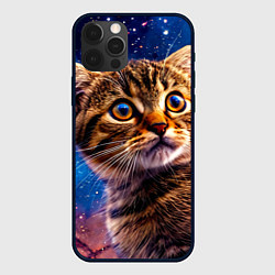 Чехол для iPhone 12 Pro Max Шотландская прямоухая кошка в космосе, цвет: 3D-черный