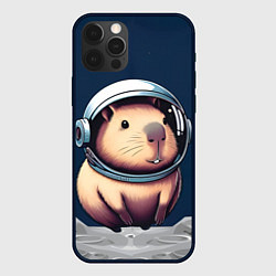 Чехол для iPhone 12 Pro Max Капибара космонавт в космосе, цвет: 3D-черный