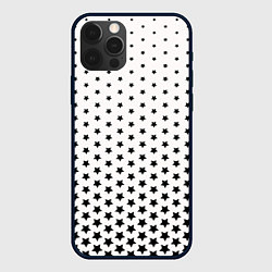 Чехол для iPhone 12 Pro Max Градиент черных звезд на белом, цвет: 3D-черный
