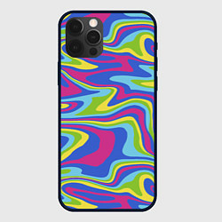 Чехол для iPhone 12 Pro Max Разноцветная абстракция волны, цвет: 3D-черный