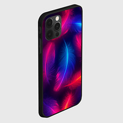 Чехол для iPhone 12 Pro Max Вспыхивающие перья - неоновое свечение, цвет: 3D-черный — фото 2