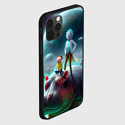 Чехол для iPhone 12 Pro Max Рик и Морти сидят на бегемоте - нейроарт фантазия, цвет: 3D-черный — фото 2