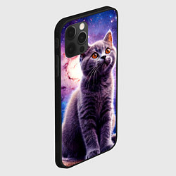Чехол для iPhone 12 Pro Max Британская короткошёрстная кошка в космосе, цвет: 3D-черный — фото 2