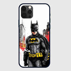 Чехол для iPhone 12 Pro Max Бэтмен на фоне города, цвет: 3D-черный