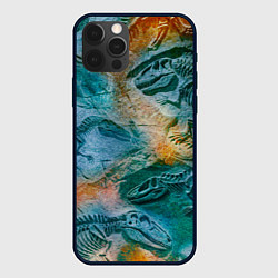 Чехол для iPhone 12 Pro Max Окаменелые динозавры, тропический зеленый, цвет: 3D-черный