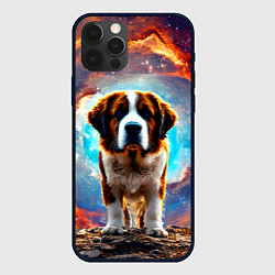 Чехол для iPhone 12 Pro Max Сенбернар в космосе, цвет: 3D-черный