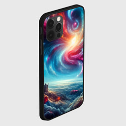 Чехол для iPhone 12 Pro Max Fantastic neon space landscape - ai art fantasy, цвет: 3D-черный — фото 2