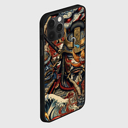 Чехол для iPhone 12 Pro Max Дракон и самурай в стиле татуировки ирезуми, цвет: 3D-черный — фото 2