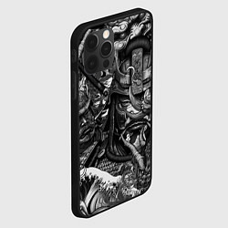 Чехол для iPhone 12 Pro Max Самурай и дракон в стиле татуировки ирезуми, цвет: 3D-черный — фото 2