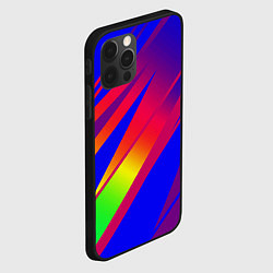Чехол для iPhone 12 Pro Max Красно-синий с полосами градиент, цвет: 3D-черный — фото 2