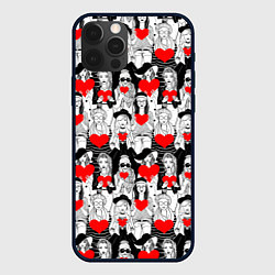 Чехол для iPhone 12 Pro Max Девушки держат сердца, цвет: 3D-черный