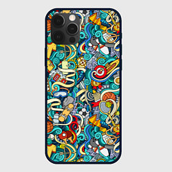 Чехол для iPhone 12 Pro Max Спортивный инвентарь коллаж, цвет: 3D-черный