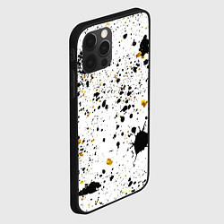 Чехол для iPhone 12 Pro Max Черные и золотистые пятна краски на белом фоне, цвет: 3D-черный — фото 2