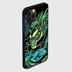 Чехол для iPhone 12 Pro Max Ирезуми - неоновый японский дракон, цвет: 3D-черный — фото 2