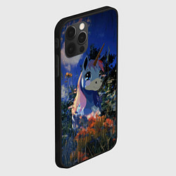 Чехол для iPhone 12 Pro Max Синий единорог в кустах, цвет: 3D-черный — фото 2