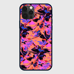 Чехол для iPhone 12 Pro Max Абстрактные цветы - текучая краска, цвет: 3D-черный