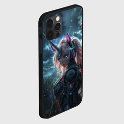 Чехол для iPhone 12 Pro Max Девушка - единорог киберпанк, цвет: 3D-черный — фото 2