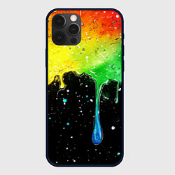 Чехол для iPhone 12 Pro Max Стекающая радуга по черному, цвет: 3D-черный