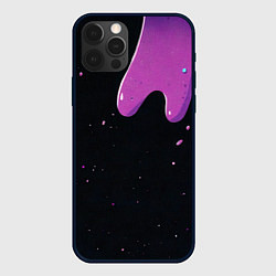 Чехол для iPhone 12 Pro Max Фиолетовая стекающая краска, цвет: 3D-черный