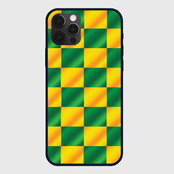 Чехол для iPhone 12 Pro Max Желтый и зеленый геометрический паттерн, цвет: 3D-черный