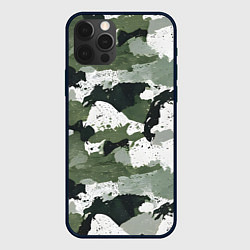 Чехол для iPhone 12 Pro Max Зеленый фактурный камуфляж, цвет: 3D-черный