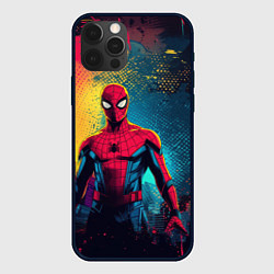 Чехол для iPhone 12 Pro Max Человек - паук и краски, цвет: 3D-черный