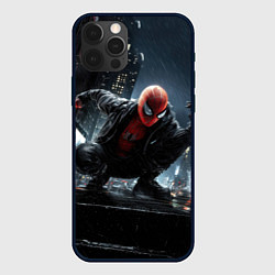 Чехол для iPhone 12 Pro Max Spiderman night city, цвет: 3D-черный