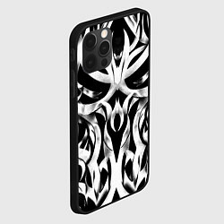 Чехол для iPhone 12 Pro Max Абстрактный узор - изогнутые формы трайбл татуиров, цвет: 3D-черный — фото 2