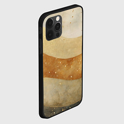 Чехол для iPhone 12 Pro Max Бежево-золотые полосы с блестками, цвет: 3D-черный — фото 2