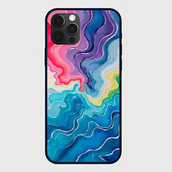 Чехол для iPhone 12 Pro Max Абстрактные волны в мраморном стиле, цвет: 3D-черный