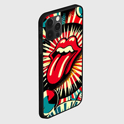 Чехол для iPhone 12 Pro Max Logo of the Rolling Stones - pop art, цвет: 3D-черный — фото 2